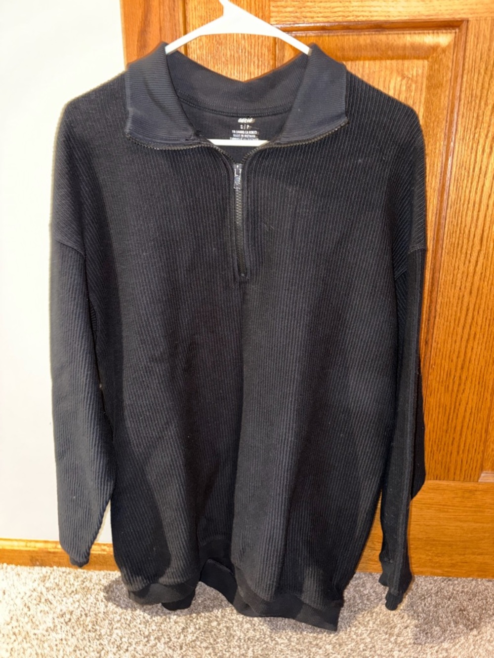 Women’s Quarter-Zip Black Ribbed Sweater